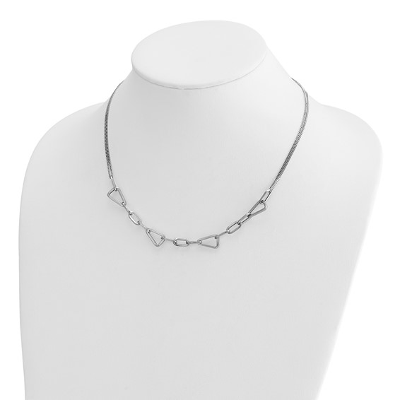 Leslie's Sterling Silver RH-pl Pol. Geometric 2-strand w/2in ext. Necklace