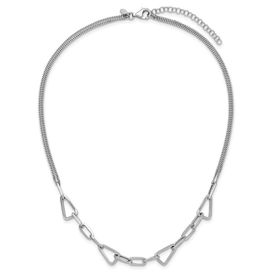 Leslie's Sterling Silver RH-pl Pol. Geometric 2-strand w/2in ext. Necklace