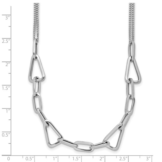 Leslie's Sterling Silver RH-pl Pol. Geometric 2-strand w/2in ext. Necklace