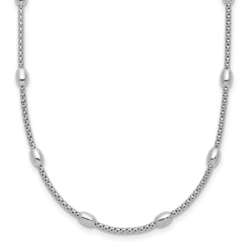 Sterling Silver RH-plated Fancy Bead  w/2in ext. Necklace