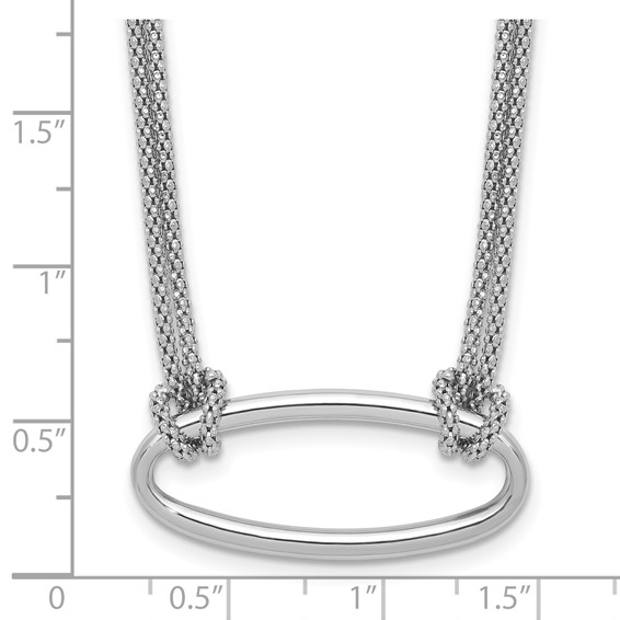 Leslie's SS RH-plat Polish/Dia-cut Oval 2-Strand w/1.25in ext. Necklace