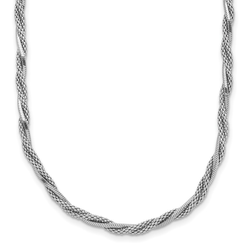 SS RH-plated Polish/Texture Braided w/1.5in ext. Necklace