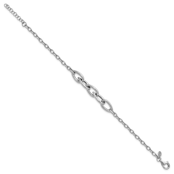 Leslie's Sterling Silver RH-plate Polish Fancy Link w/ 1in ext. Bracelet