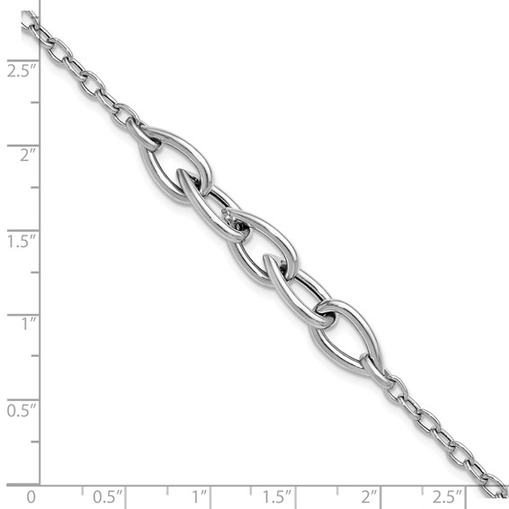 Leslie's Sterling Silver RH-plate Polish Fancy Link w/ 1in ext. Bracelet