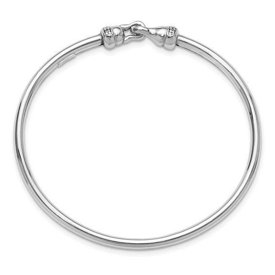 Leslie's Sterling Silver RH-plated Polished CZ Flexible Bangle