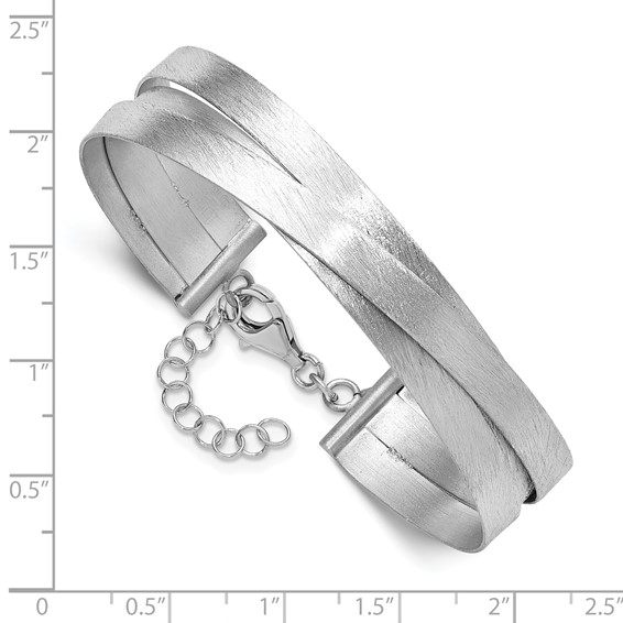 Leslie's Sterling Silver RH-plate Scratch Finish w/Safety Clasp Bangle