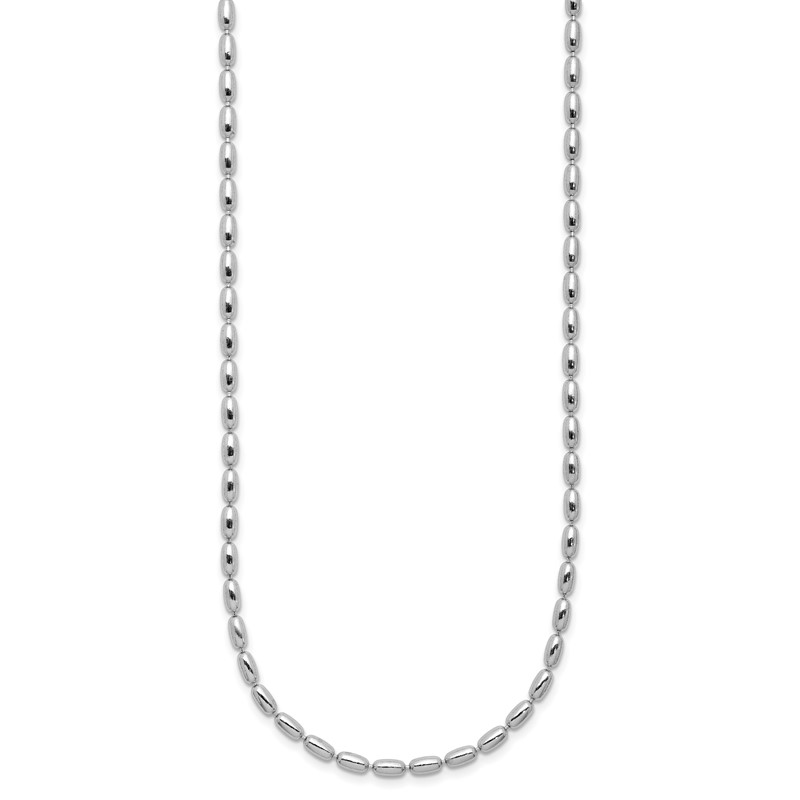 Sterling Silver RH-plated Oval Beaded w/1.75in ext. Necklace