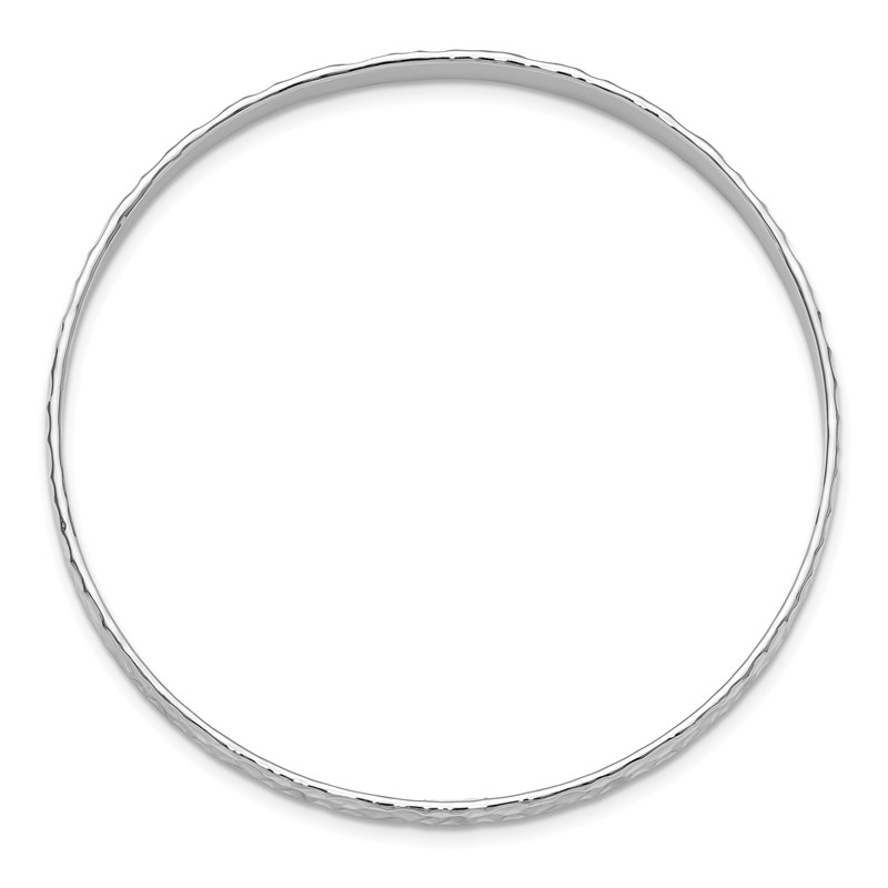Sterling Silver RH-plated Polished/Hammered Slip-On Bangle