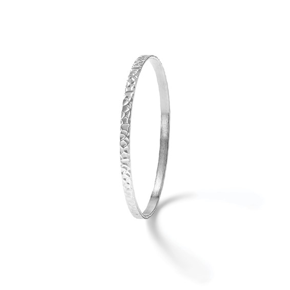 Leslie's Sterling Silver RH-plated Polished/Hammered Slip-On Bangle