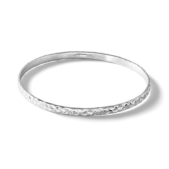 Leslie's Sterling Silver RH-plated Polished/Hammered Slip-On Bangle