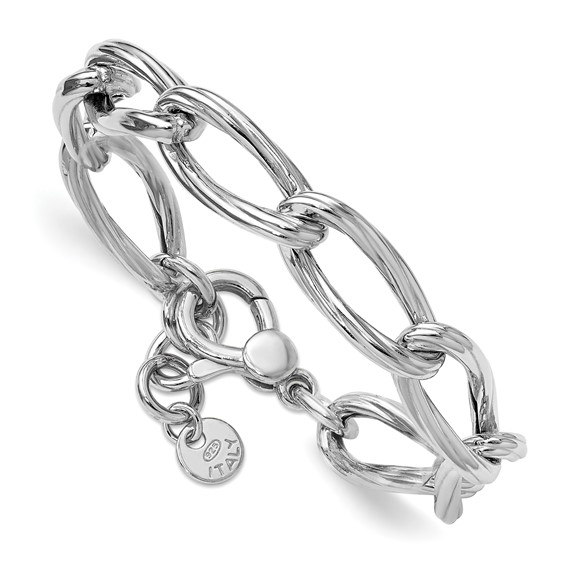 Leslie's SS RH-plated Polished/Grooved Link w/.75in ext. Bracelet