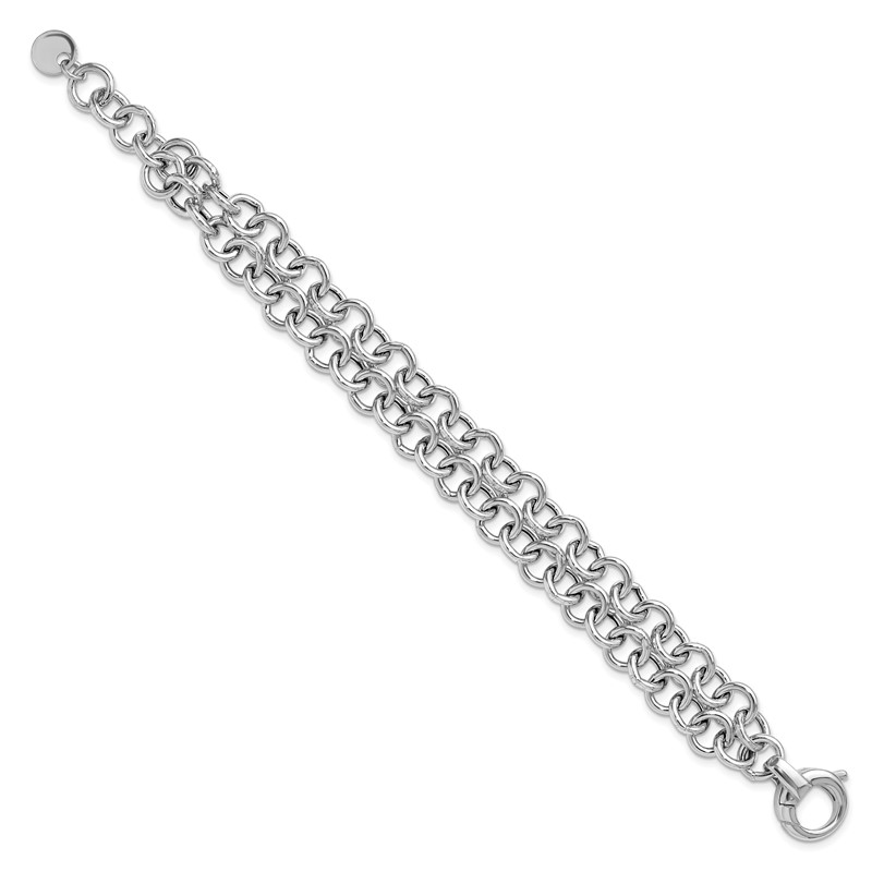 SS RH-plated Polished 2-strand Circle Link Bracelet