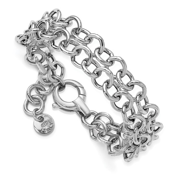 Leslie's SS RH-plated Polished 2-strand Circle Link Bracelet