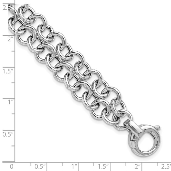 Leslie's SS RH-plated Polished 2-strand Circle Link Bracelet