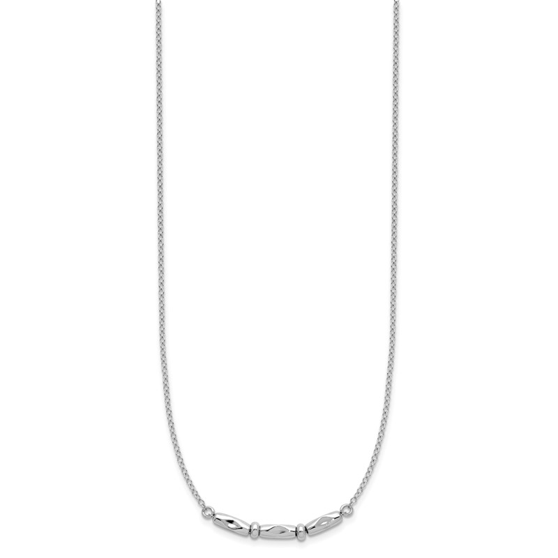 Sterling Silver RH-plated Polished Fancy w/1in ext. Necklace