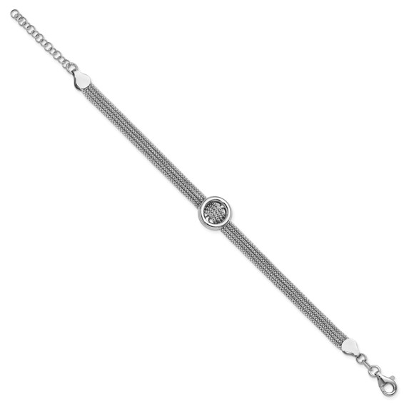 Leslie's Sterling Silver RH-plat Circle Multi-strand w/1in ext. Bracelet