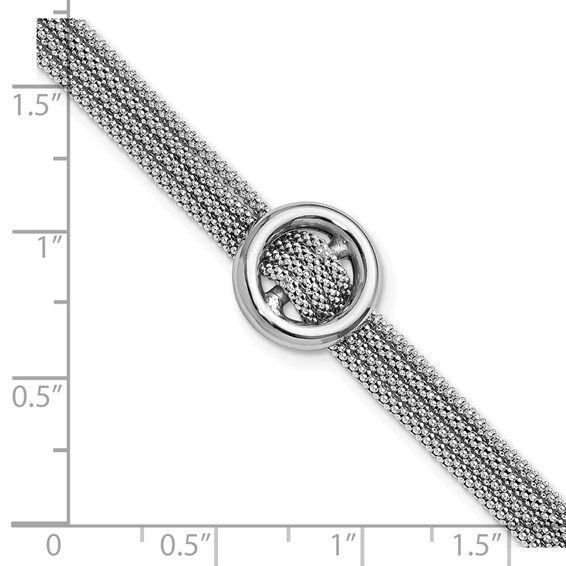 Leslie's Sterling Silver RH-plat Circle Multi-strand w/1in ext. Bracelet