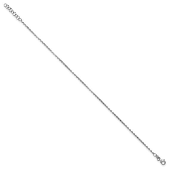 Leslie's Sterling Silver Rhodium-plated Bead 9 inch Plus 1 inch Extender - Total 10 inch Anklet