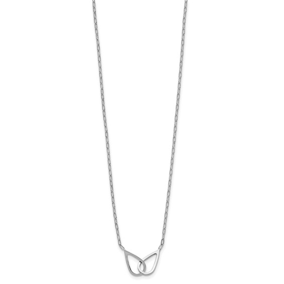 Leslie's SS RH-plated Polish Intertwined Teardrop w/2in ext. Necklace