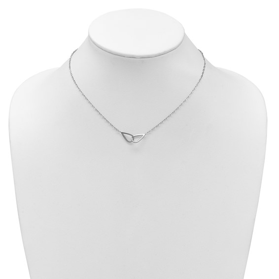 Leslie's SS RH-plated Polish Intertwined Teardrop w/2in ext. Necklace