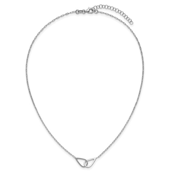 Leslie's SS RH-plated Polish Intertwined Teardrop w/2in ext. Necklace