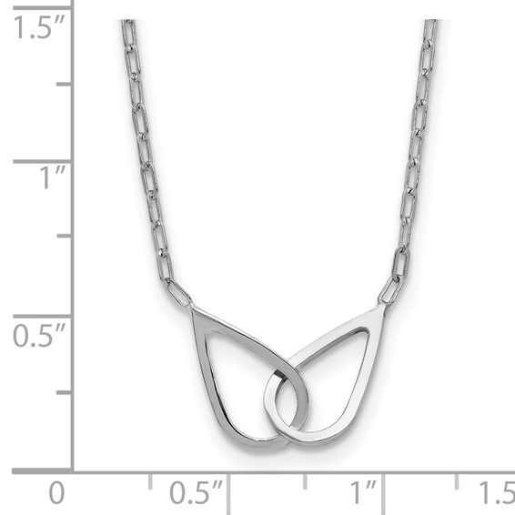 Leslie's SS RH-plated Polish Intertwined Teardrop w/2in ext. Necklace