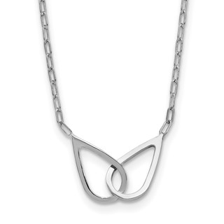 Leslie's SS RH-plated Polish Intertwined Teardrop w/2in ext. Necklace