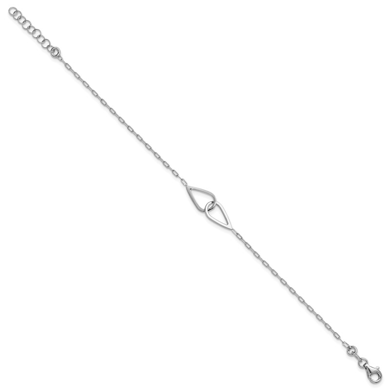 SS RH-plated Polish Intertwined Teardrop w/1in ext. Bracelet