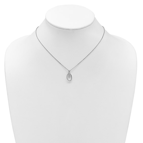 Leslie's Sterling Silver RH-plated Polished Oval w/2in ext. Necklace