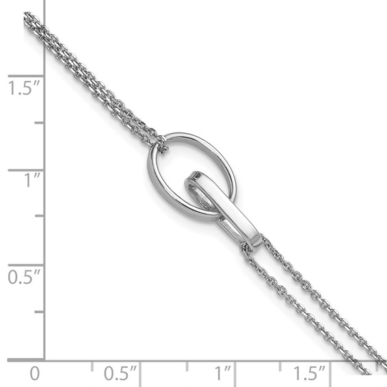 Leslie's Sterling Silver RH-plated Polished Oval w/1in ext. Bracelet