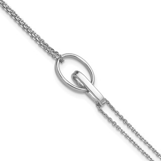 Leslie's Sterling Silver RH-plated Polished Oval w/1in ext. Bracelet