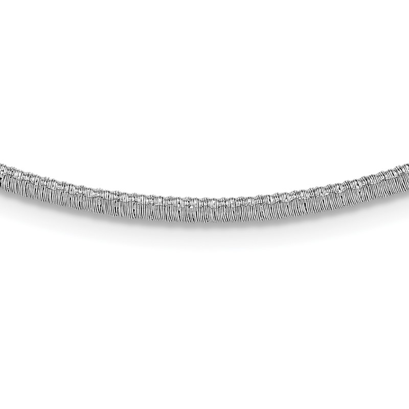 SS RH-plt Polish /Textured Wire Wrapped CZ Collar Necklace