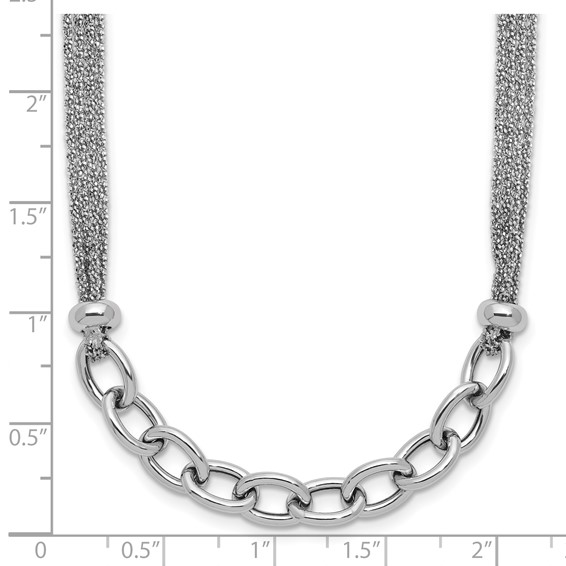 Leslie's SS RH-plated Polished Multi-strand Link w/2in Ext. Necklace