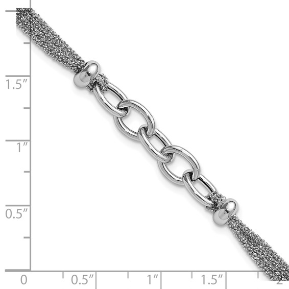 Leslie's SS RH-plated Polished Multi-strand Link w/ 1in Ext. Bracelet