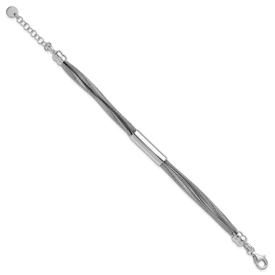 Leslie's SS RH-pltd Wire Wrapped 3-strand Bar w/ 1in Ext. Bracelet