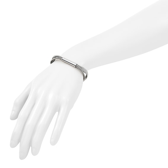 Leslie's SS RH-pltd Wire Wrapped 3-strand Bar w/ 1in Ext. Bracelet