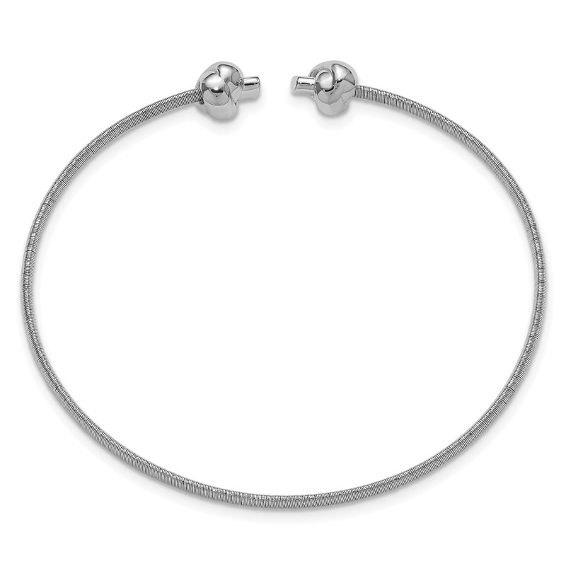 SS RH-plated Polished Knots Wire Wrapped Cuff Bangle
