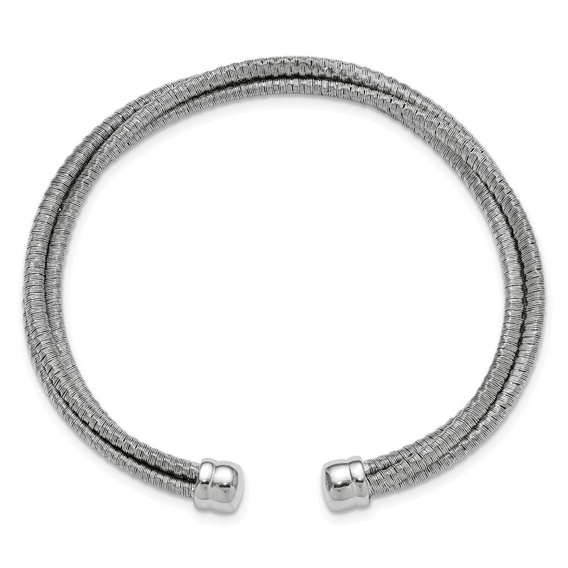 SS RH-plated Polished Multi-Wire Wrapped Cuff Bangle