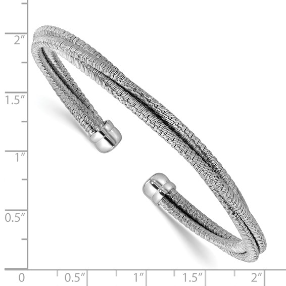 Leslie's SS RH-plated Polished Multi-Wire Wrapped Cuff Bangle