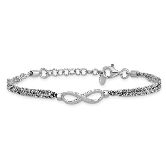 Leslie's SS RH-plated Multi-strand Infinity w/ 1in Ext. Bracelet