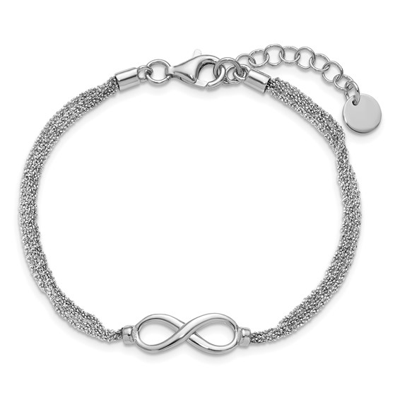 Leslie's SS RH-plated Multi-strand Infinity w/ 1in Ext. Bracelet