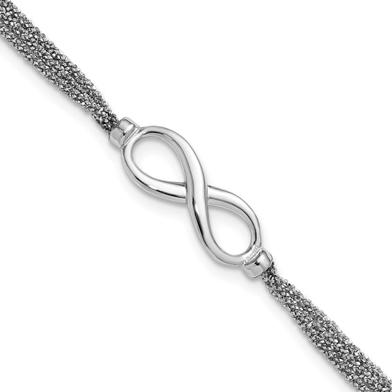 Leslie's SS RH-plated Multi-strand Infinity w/ 1in Ext. Bracelet