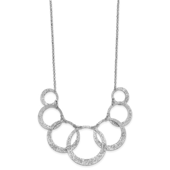 Leslie's SS Radiant Essence Pol/Textured Circles w/ 2in Ext. Necklace