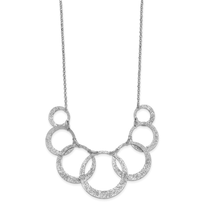 SS Radiant Essence Pol/Textured Circles w/ 2in Ext. Necklace