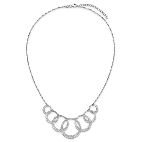Leslie's SS Radiant Essence Pol/Textured Circles w/ 2in Ext. Necklace