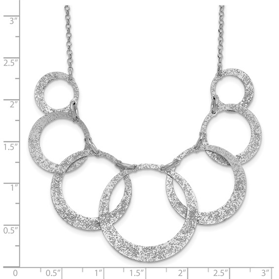 Leslie's SS Radiant Essence Pol/Textured Circles w/ 2in Ext. Necklace