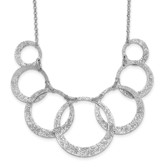Leslie's SS Radiant Essence Pol/Textured Circles w/ 2in Ext. Necklace