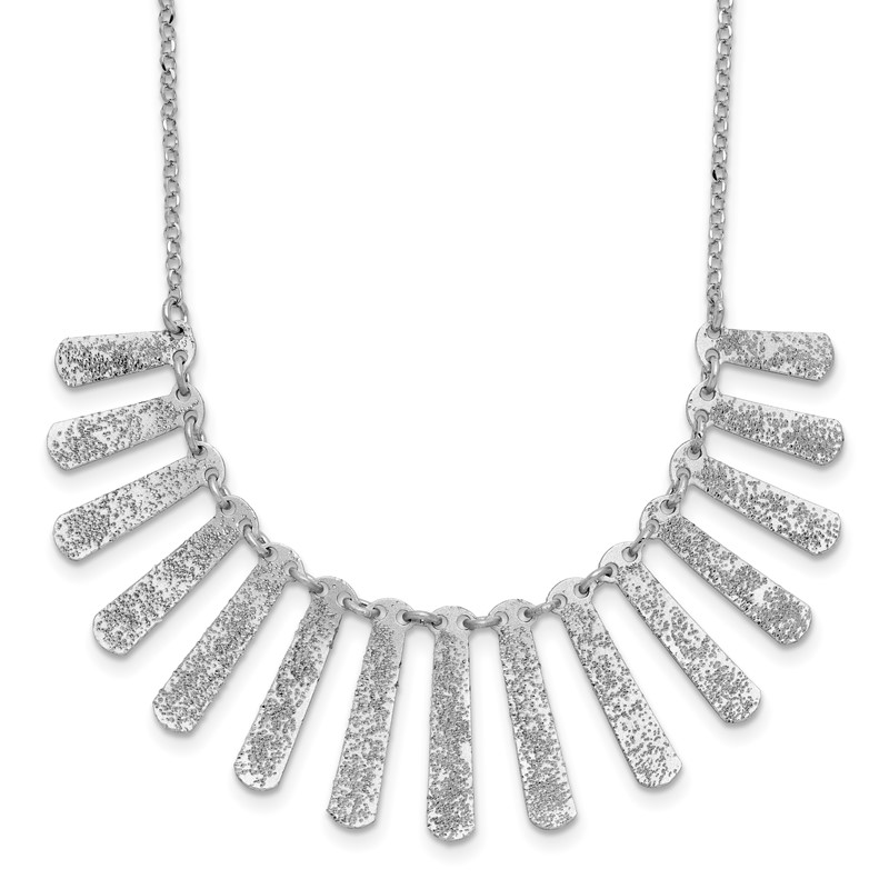 SS Radiant Essence Pol/Textured Bars w/ 2in Ext. Necklace
