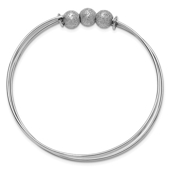 Leslie's SS Radiant Essence Polish/Textured Beads Flexible Bangle