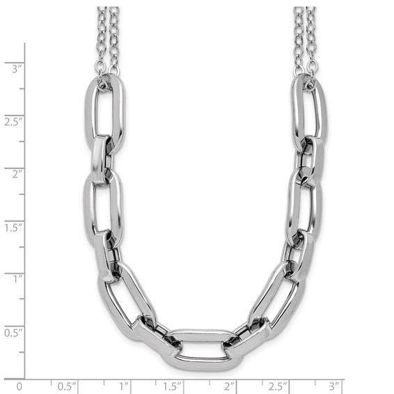Leslie's SS RH-plated 2-Strand Fancy Link w/ 2in Ext Necklace